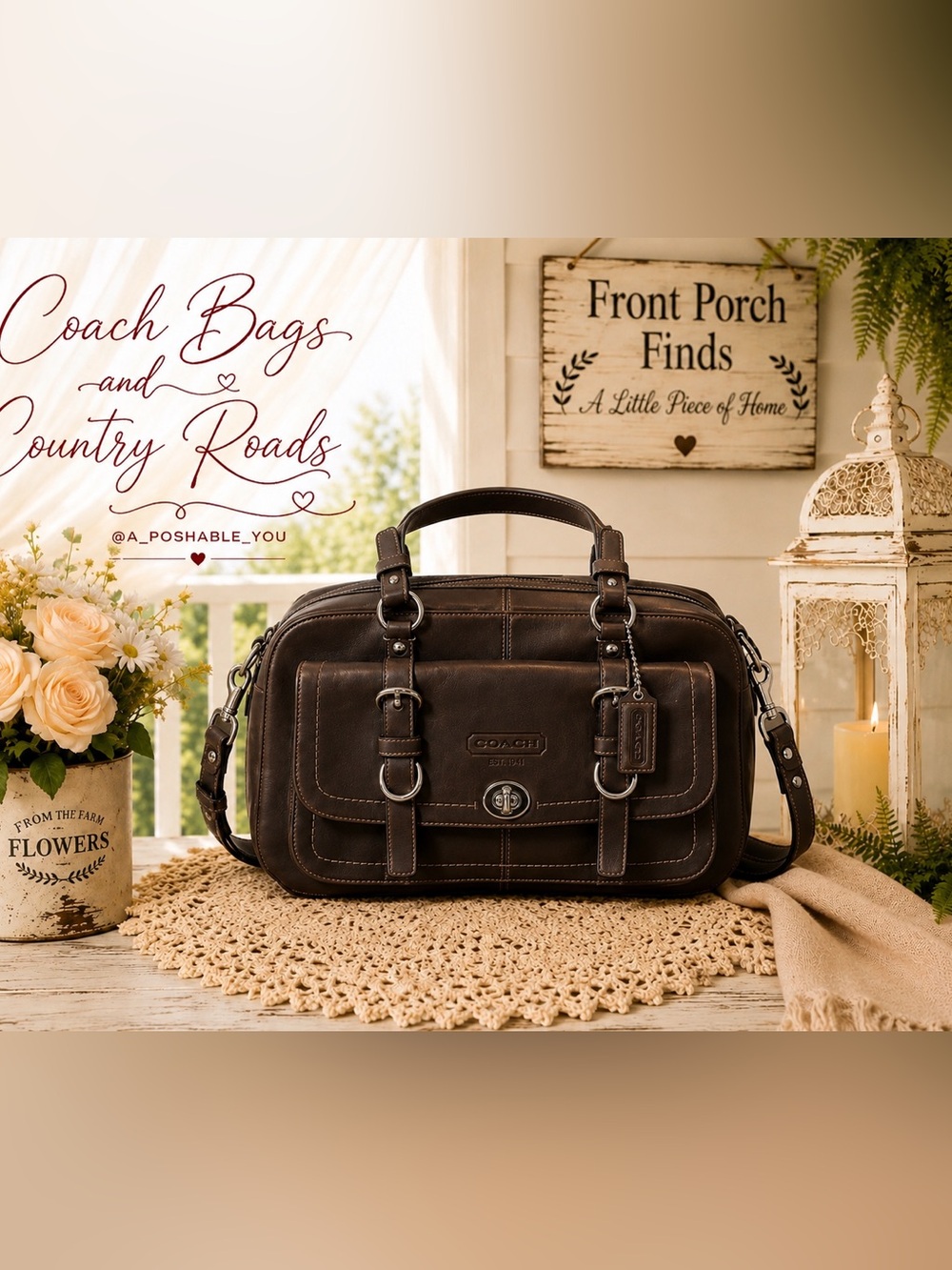 Coach Brown Leather Soho Hamptons Satchel Shoulder Bag/Weekender Bag F14017